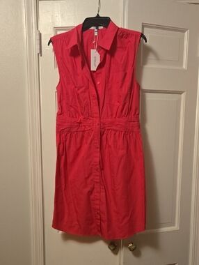 Derek Lam 10 Crosby Bright Pink Sleeveless Shirt Dress